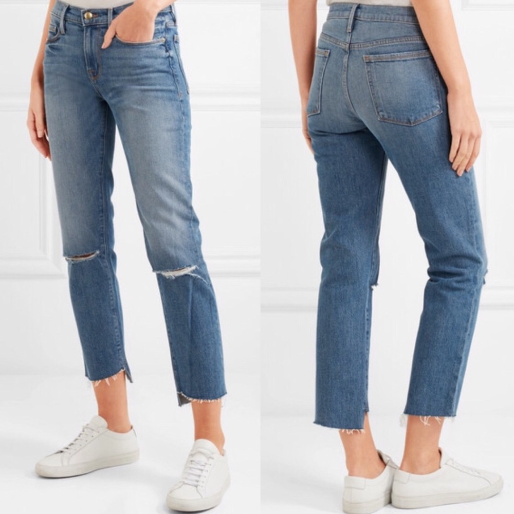 Frame Le Nouveau Straight Distressed Jeans